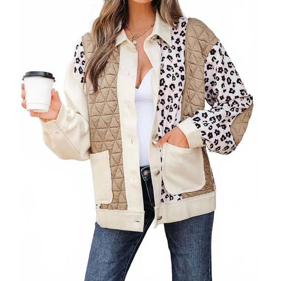 DEAR LOVER Jackets & Blazers - NEW DEAR LOVER waffle quilted leopard jacket in multi